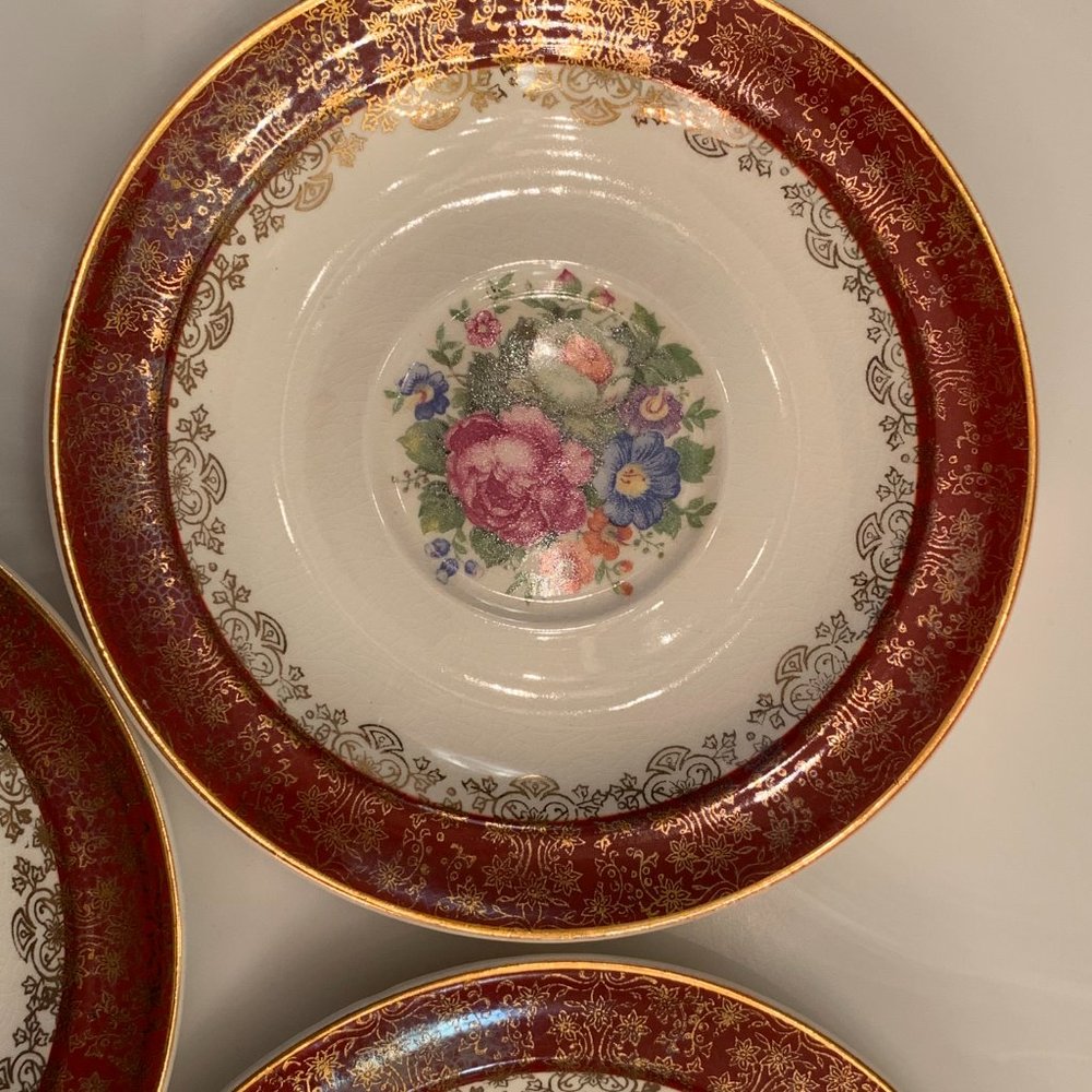 2 Vintage Salem China Ohio 23 Karat Gold Saucers